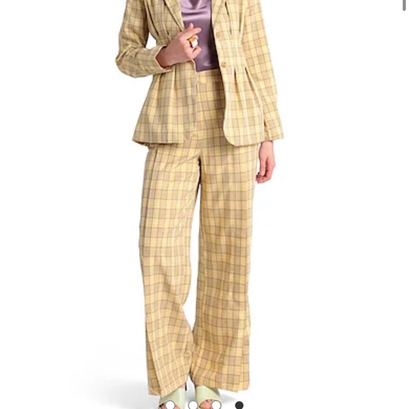 Topshop Yellow Plaid Women’s Blazer | Size 2 - Picture 7 of 11